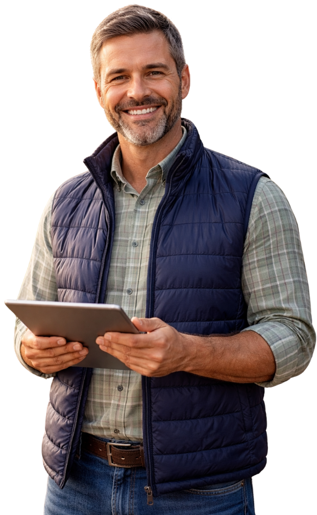 Profissional utilizando o WINFIT Agro+ para gerenciar uma agrorevenda